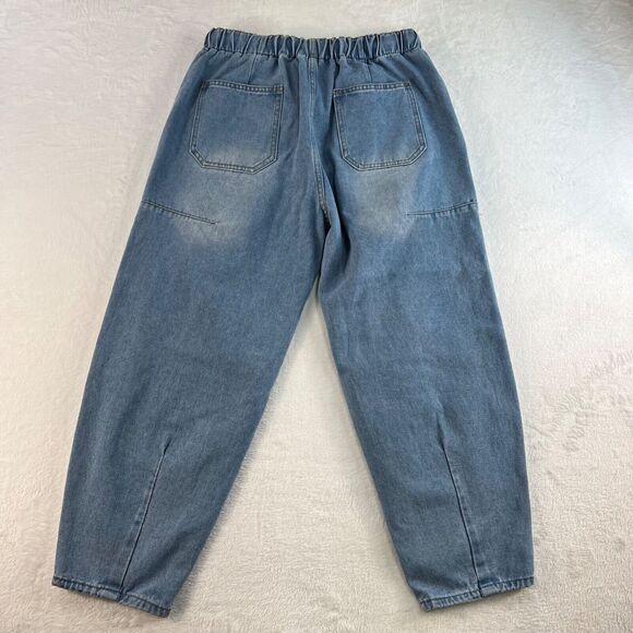 Blue Ankle Cropped Jeans with High Waist and Tapered Legs - Picture 10 of 15